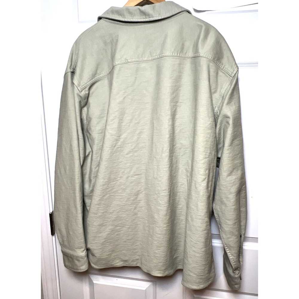 Duluth Trading Officers Slub Sateen Shirt Jac Mens 2XL Khaki Gray Work Layer - Picture 3 of 13